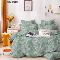 BADCOVER SET AESTHETIC JEJU GREEN 200x200/180x200/160x200/120x200 bedcover seserahan