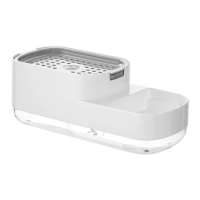Kitchen Soap Dispenser With Sponge Holder, Dish Detergent Dispenser For Kitchen Sink, Soap And Sponge-Caddy