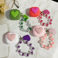 For anker Soundcore Liberty 4 /Liberty4nc Case Cute Love Earphone Silicone Cover with WristChain Lanyard hearphone box