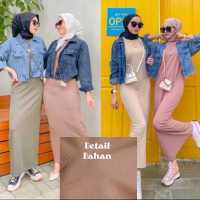 Fast-jasmine Inner dress knit wanita panjang  Span Muslim