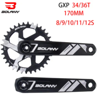 BOLANY 34/36T Direct Mounted Crankset CNC Aluminum Alloy 170mm Single Chainring With BB68 Bottom Crank arms for MTB Bike
