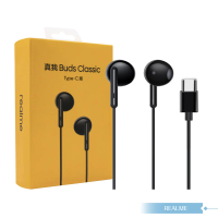 【realme】原廠 真我Buds Classic 經典版 Type C 線控耳機 - 黑(新品盒裝)