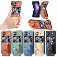 The Back Wallet Card Flip Phone Cover For Vivo X Flip Tempered Film Folding Wristband Phone Case