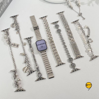 珍珠鏈 星光色 適用於 Apple Watch 9 8 錶帶 7 6 5 SE 不鏽鋼錶帶 45mm 41mm 金屬錶帶