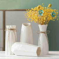 滿天星適合的花瓶輕奢客廳擺件高端大氣桌上白色陶瓷小干花插花瓶