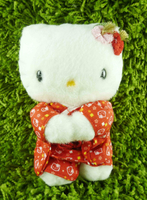 【震撼精品百貨】Hello Kitty 凱蒂貓~KITTY絨毛娃娃-和風服飾-紅色