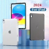 For Ipad 10th 9th Cover Clear Soft Air-bag Corner Shockproof Pen Holder For Ipad Air 5 4 3 2 Pro 11 2022 2021 9.7 Inch 10.2