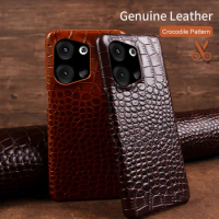Premium Genuine Leather Phone Case for OPPO RENO 9 Pro Reno8 Find X6 Pro X5 X3Pro Crocodile Pattern Back Cover Shell Coque Hood