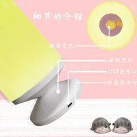 新款充電式LED小夜燈七彩氛圍燈拍拍usb小檯燈伴睡嬰兒餵奶3d檯燈