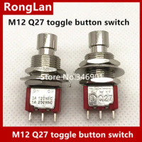 ]Toggle bulk single interlocking M12 small toggle button switch NO/NC LOCK 3PIN NO-NO Taiwan Deli Wei button Q27--20p