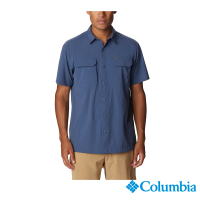 【Columbia 哥倫比亞 官方旗艦】男款-Canyon Gate超防潑短袖襯衫-深藍(UAE55530NY / 2023年春夏)