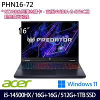 【Acer 宏碁】16吋 電競特仕筆電(PHN16-72-504C/i5-14500HX/16G+16G/512G+1TB SSD/Win11/二年保)