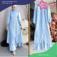 [P R O M O] Dress Brokat Kondangan Terbaru Olivia Dress Bahan Valvet Mix Brukat Tille Akar Gamis pes