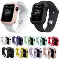 Candy Colors Silicone Protect Cover for Apple Watch 44mm 40mm Case Soft TPU Frame for iWatch Series 4 Series 5 Case