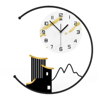 【常隆】北歐風 搭配墻貼 50*50cm 掛鐘 時鐘 壁鐘 創意掛鐘 裝飾鐘 鬧鐘(柔和燈光/壁掛設計/無滴答聲)