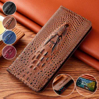 Genuine Leather Alligator head Phone Case for Huawei Y6 Y6P Y6S Finger Prime Pro 2017 2018 2019 Magnetic Flip Cover Funda Coque