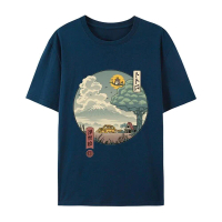 เสื้อยืดคอกลมเสื้อยืดผ้าฝ้ายTotoro สตูดิโอ Ghibli สูงผ้าฝ้ายที่มีคุณภาพ Tshirt Streetwear Manga กราฟ
