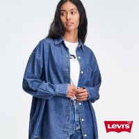 Levis 女款 Oversize寬鬆版牛仔襯衫外套 / 精工藍染石洗 / 寒麻纖維