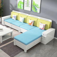 實木沙發白色現代簡約儲物小戶型冬夏兩用客廳高靠轉角木沙發中式