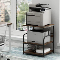 Large Printer Stand with Adjustable Storage Shelf, 3 Tier Printer Cart with Wheels for Home Office