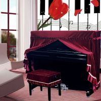 鋼琴防塵罩 防塵布 鋼琴罩 意大利加厚絲絨鋼琴罩全罩布藝高檔琴套防塵凳罩歐式簡約現代『YS2578』