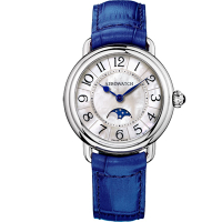 AEROWATCH 歐式風尚月相顯示經典女錶-珍珠貝x藍/35mm A43960AA01