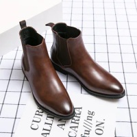 Classic Men's Shoes High Quality Men Ankle Boot Male Vinage Classic Dress Chelsea Winter Zipper Boot Size Shoes 38-48 Men Boots