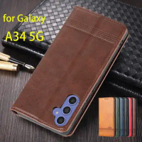Deluxe Magnetic Adsorption Leather Case for Samsung Galaxy A34 5G Flip Cover Protective Case for Galaxy A34 5G Fundas Coque