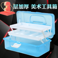 【預購商品】加厚大號三層美術專用工具箱家用水粉水彩學生透明塑料美甲收納盒