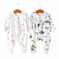Newborn Jumpsuit Clothes Baby Cotton Rompers Infant Boys Girls With Anti - Scratch Glove Boneless Sewing 0-6 Month