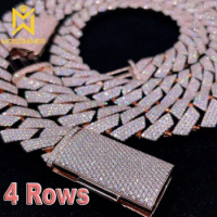 Moissanite 20mm 4 Rows VVS Cuabn Chain Iced Out Necklace For Men Women S925 Silver Necklaces Pass Diamonds Tester With GRA