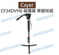 卡宴 Cayer【CF34DVH6 碳纖板扣固鎖 單腳架組】單腳架 支撐腳 H6雲台 高181【中壢-水世界】