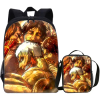 Attack on Titan Backpack Boys Girls School Backpack with Lunch Box Kids Game Cartoon Travel Schoolbags and Cooler Bag Suit