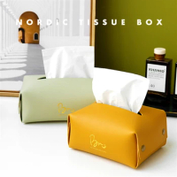 Tissue Case Box Container PU Leather Nordic Style for Car Napkin Tissue Holder Papers Bag Cosmetic Box Case Pouch Organizer