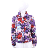 VERSACE Classic 花朵渲染印花粉紫色釦式挺版外套