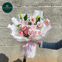 Buket Artificial Bunga Lily Double Wrap