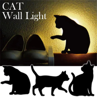 Led เซ็นเซอร์ไฟกลางคืนสัตว์แมวควบคุมเสียงเงาโคมไฟฉายแสงโคมไฟติดผนังสำหรับเด็กห้องนอนตกแต่งบ้าน