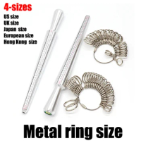 Ring Sizer Measurement Scales Kit Tools UK/US/EU/Japan Men Finger Ring Sizes Gauge Set Metal Finger Measure Size Measuring Women