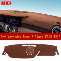 Flannel Car Dashboard Mat Cover For Mercedes Benz E-Class W212 W213 Anti-Slip Pad Sunshade Accessories E200 E250 E300 E220d Amg