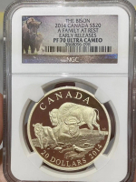 Koin Perak Murni 2014 Canada $20 \The Bison: A Family at Rest\""