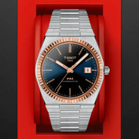 【TISSOT 天梭 官方授權】PRX系列 18K金 機械腕錶 禮物 推薦(T9314074104100)