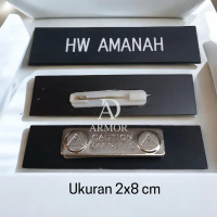 Papan nama pdh custom grafir hitam doop perekat magnet peniti