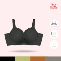 Elena E 85047 Bra. Push Up Renda Tanpa Kawat Brokat Busa Tebal Cup A Kait 4 Bh Wanita 34A-40A
