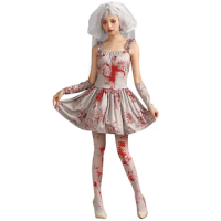 Adult Women Scary Bloody Ghost Bride Costume Halloween Bloody Horror Couple Cosplay Costume For Halloween Corpse Bride Unifrom