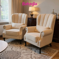 [Siap Pasang]Wing Chair (Wing Chair Only) ~ Kain Baldu ~ Velvet Fabric ~  Kerusi ~ Chair ~ Grandeur 