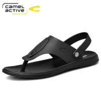 Camel Active 2022 New Summer Outdoor Casual Men's Sandals Men PU Leather Shoes Beach Male Hand Stitching Wrapped Toe Sandals Men