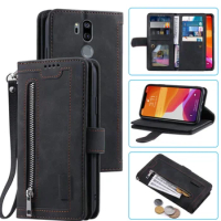 9 Cards Wallet Case For LG G7 Plus ThinQ Case Card Slot Zipper Flip Folio with Wrist Strap Carnival For LG G7+ ThinQ Cover