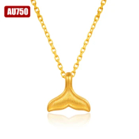 999 Pure Gold Pendant Necklace Real 24K Gold Fish Tail Pendant for Women Fine Jewelry Wedding Gift