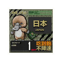 【鴨嘴獸 旅遊網卡】日本eSIM 單日吃到飽 高流量網卡(日本上網卡 免換卡 高流量上網卡)