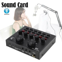 Professional Bluetooth Sound Card DJ Audio Set Interface External USB Live Microphone Function for Computer PC Mobile Phone Sing